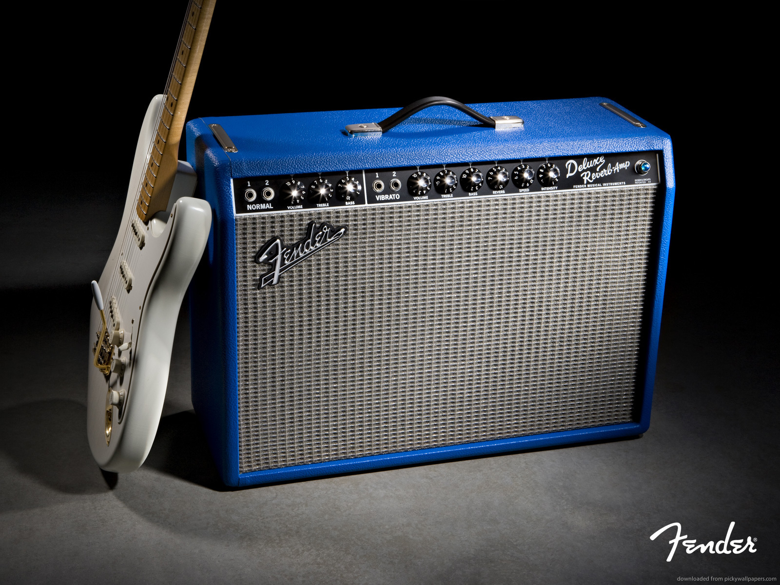 Silver Fender Guitar And Blue Amplifier Wallpaper Hd Fender Guitar Wallpaper