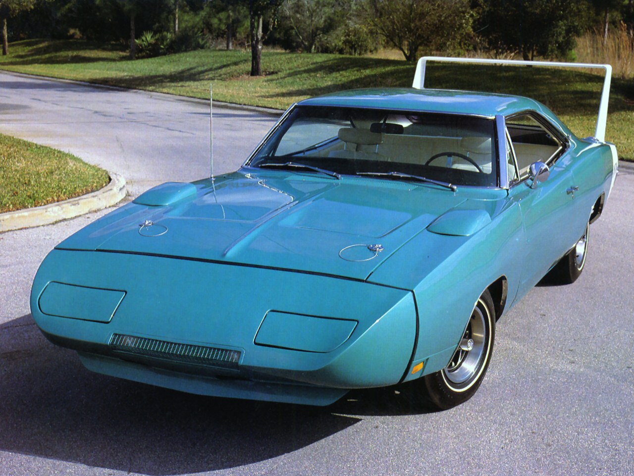 1969 Dodge Charger Daytona Blue Front Angle HD Wallpapers Desktop PC